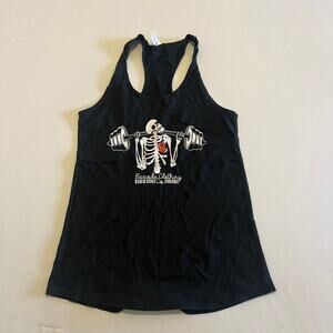 Barcode Clothing Skeleton Kettlebell Heart Tank Top Black M